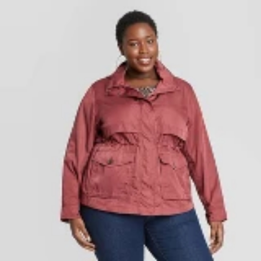 Women's Plus Size Long Sleeve Rain Jacket - Ava & Viv™